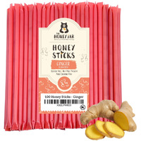 The Honey Jar Ginger Flavored Honey Sticks - Pure Honey Straws For Tea, Coffee, Or A Healthy Treat - One Teaspoon Of Flavored Honey Per Stick - Made In The Usa With Real Honey - (100 Count)