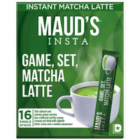 Maud's Instant Matcha Latte Packets, 16 Ct | Game, Set, Matcha Latte | Premium Matcha Powder | Solar Energy Produced | Instant Latte Powder Travel Packs