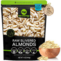 Nut Cravings - Raw Slivered Almonds, Unsalted, (16Oz - 1 Lb) Packed Fresh In Resealable Bag - Nut Snack - Healthy Protein Food, All Natural, Keto, Vegan, Kosher Ideal For Trail Mixed Nuts
