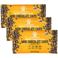 Lakanto Sugar Free Mini Chocolate Chips - Monk Fruit Sweetener And Erythritol, Perfect For Baking, Pancakes, Muffins, Protein Bites, Melting, Snacking, Toppings, Smoothies (8 Oz - Pack Of 3)