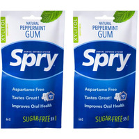 Spry On The Go Gum, Fresh Natural Xylitol Chewing Gum Dental Defense System Aspartame-Free Sugar Free Gum (Peppermint, 55 Count - Pack Of 2)