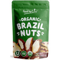 Food To Live - Raw Brazil Nuts, 8 Ounces Non-Gmo Verified, Raw, Whole, No Shell, Unsalted, Kosher, Vegan, Keto And Paleo Friendly, Bulk, Good Source Of Selenium, Low Sodium And Low Carb Food.