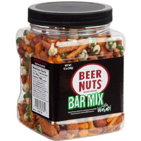 Beer Nuts Bar Mix W/Wasabi - Pretzels, Cheese Stix, Sesame Stix, Insane Grain & Wasabi Peas - 12Oz Resealable Jar (Pack Of 1)