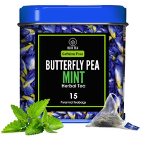 Blue Tea - Butterfly Pea Flower Tea - Mint -15 Count - Plant Based Tea Bag | Refreshing Blend | Antioxidant - Flower Based - Herbal Tea - Caffeine-Free - Non-Gmo - Vegan | Reusable Tin Pack