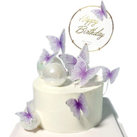 11-Pieces Purple Butterfly Cake Toppers Happy Birthday Metal Gold Happy Birthday Cake Topper Butterfly Birthday Cake Decorations Cake Butterfly Party Decorations