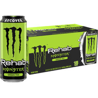 Monster Energy Rehab Green Tea + Energy, Energy Iced Tea, Energy Drink 15.5 Ounce (Pack Of 15)