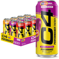 C4 Energy Drink X Popsicle Variety Pack, Carbonated Sugar Free Pre Workout Performance Drink With No Artificial Colors Or Dyes, 3 Flavors - Grape, Hawaiian Pineapple, And Cherry, 16 Oz, Pack Of 12