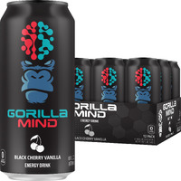 Gorilla Mind Energy Drink | Unmatched Energy  Amplified Focus | N-Acetyl-L-Tyrosine, Alpha-Gpc, 200Mg Caffeine, Uridine, Saffron | 0 Sugar Or Artificial Colors | 16Oz, 12-Pack (Black Cherry Vanilla)