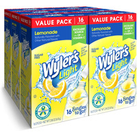 Wyler's Light Singles To Go Powder Packets, Water Drink Mix, Lemonade, 16 Count, 6 Boxes (96 Single Servings)