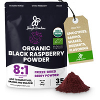 Jungle Powders Organic Black Raspberry Powder 5 Ounce Bag, Usda Organic Freeze Dried Raspberries Fruit Whole Berry For Baking, Additive Filler Free Superfood Extract Rasberries Smoothies Dehydrated