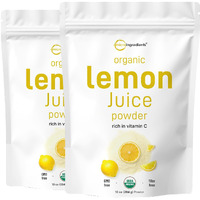 2 Pack Micro Ingredients Organic Lemon Juice Powder, 10 Ounce, Rich In Natural Vitamin C (Immune Vitamins) For Immune System, Great Flavor For Drinks, Smoothie & Beverages, Vegan