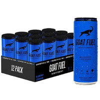 New G.O.A.T. Fuel Energy Drink - Sugar-Free Pre-Workout Energy- Increase Mental And Physical Performance - With Cordyceps Mushrooms, Bcaas And Electrolytes (Pack Of 12) (Blueberry Lemonade)