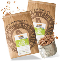 Grand Teton Ancient Grains - 100% Organic Spelt Berries, Whole Unmilled Spelt Berries, Us-Grown Farro Organic Grain, Nutritious Baking Staple, Whole Grain Spelt In Brown Paper Bag, 48 Lbs 24 X 2