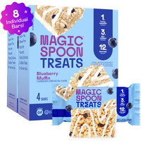 Magic Spoon Treats I High Protein Bars I Low Carb I Keto Friendly I 1G Of Sugar I Gluten Free Crispy Treat I Cereal Bar & On-The-Go Healthy Snack (Blueberry Muffin, 8 Bars)