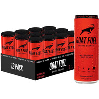 New G.O.A.T. Fuel Energy Drink - Sugar-Free Pre-Workout Energy- Increase Mental And Physical Performance - With Cordyceps Mushrooms, Bcaas And Electrolytes (Pack Of 12) (Watermelon Fruit Punch)