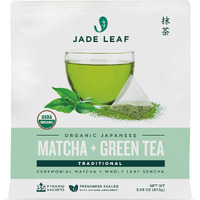 Jade Leaf Matcha Organic Matcha + Green Tea Bags - Traditional - Ceremonial Matcha + Whole Leaf Sencha - Authentic Japanese Origin (35 Pyramid Sachets)