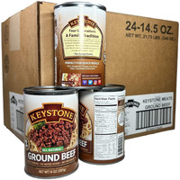 Keystone All Natural Ground Beef 14 Ounce Long Term Emergency Survival Food Canned Meat | Fully Cooked Ready To Eat | Gluten Free Family Pack Of 24