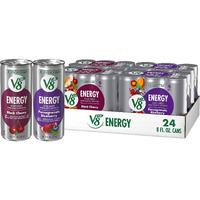 V8 +Energy Black Cherry And Pomegranate Blueberry Juice Energy Drinks, 8 Fl Oz Can (24 Pack)