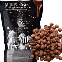 Premium Italian Melting Chocolate Candy Melts 5 Lbs | Only 5 Natural Ingredients | Gmo And Gluten Free | Milk Deluxe Compound Chocolate | Milk Chocolate Wafers | Resealable Pack | Perfect For Chocolate Fountain Fondue Baking Dipping