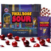 Final Boss Extremely Super Sour Candy, Natural Chewy Cranberry Gummies Made With Dried Fruit, Free Of Artificial Colors, Low Calorie Healthy Snack For Kids & Adults, 1.06Oz, 10 Pack (Lvl 3 Sourness)