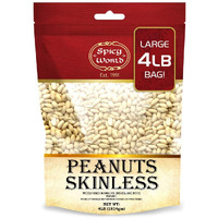 Spicy World Skinless Peanuts, Blanched Raw Peanuts (Uncooked, Unsalted) 4 Pound (64Oz) ~ All Natural Usa Grown