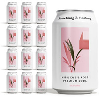 Something & Nothing Flavoured Sparkling Water - Lightly Carbonated, Full Flavoured With Added Grape & Lemon Juice | Vegan & Low Calorie Soda | 350Ml Cans, Pack Of 12 (Hibiscus & Rose)