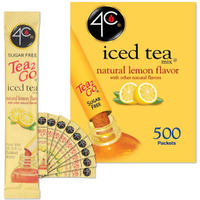 4C Powder Drink Stix, Lemon Tea 500 Count, Bulk Buy, Singles Stix, On The Go, Refreshing Water Flavorings, Value Pack