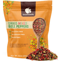 Gourmanity Dried Red And Green Bell Peppers Mix, Flavorful Diced Peppers Fresh And Appetizing, Perfect For Ramen Toppings Soups Stir-Frys And Stews, All Natural, Packed In A Resealable Bag 32Oz
