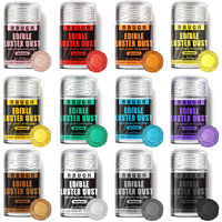 Rbugr Luster Dust Edible, 12 Colors Edible Glitter Pack, Cocktail Glitter Food Glitter Edible Dust, Vegan Edible Shimmer Dust, Glitter Drink Powder For Cakes Cookies Chocolates Baking(4G/0.14Oz)