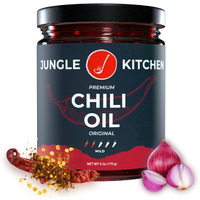 Jungle Kitchen Crunchy Garlic Chili Oil Chili Crisp Oil Vegan & Gluten-Free For Meats, Stir Fry, Vegetables, 6Oz