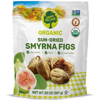 Organic Turkish Dried Figs, No Sugar Added Dried Fruit | Happy Village | 20 Oz Fresh Packed - Unsweetened Unsulfured Fruits - Sun Dry Smyrna Fig
