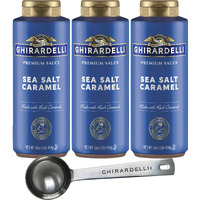 3 Pack - Ghirardelli - Sea Salt Caramel Flavored Sauce - 17 Oz Squeeze Bottle With Limited Edition Measuring Spoon