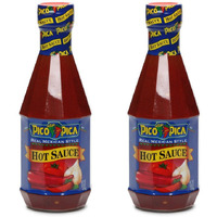 Pico Pica Mexican Hot Sauce 2 Pack - Hot - 15.5 Oz (2 Large Plastic Bottles)