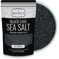 Black Salt, Hawaiian-Style Black Lava Sea Salt, Black Sea Salt With Activated Charcoal, Black Hawaiian Sea Salt For Cooking & Finishing, 14 Oz Bag, Sea Salt Superstore