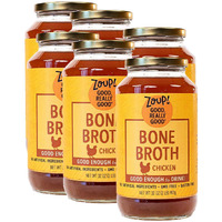 Chicken Bone Broth By Zoup! Keto-Friendly, Gluten Free, Fat Free, Non-Gmo Clear Bone Broth - Great For Stock, Bouillon, Soup Base Or In Gravy - 6-Pack (32 Oz)