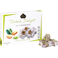 Cerez Pazari Turkish Delight Pistachio Candy Gourmet Premium Vegan Sweets Small Gift Box 7.4Oz | Sweet Luxury Traditional Confectionery Soft Candy Dessert Glucose Free Lokum (Loukoumi) | Apprx.35 Pcs