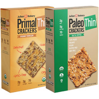 Julian Bakery Paleo & Primal Thin Crackers | Salt & Pepper & Parmesan | Usda Organic | Gluten-Free | Grain-Free | Gmo Free | Low Carb | Variety 2 Pack