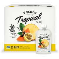 Golden Farms Tropical Pouches, Low Ingredient Healthy Snacks (Pack Of 12), 100% Pure Fruit, No Added Sugar, Vegan, Gluten-Free, Kosher, Non-Gmo Squeeze Pouch 3.17Oz Each