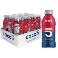 Coco5 Clean Sports Hydration Cherry Flavor | 100% Natural | 50% Less Sugar | Nothing Artificial | Non-Gmo | Gluten Free | Developed By Pro Trainers For Pro Athletes | 16.9 Oz (Pack - 12)