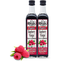 De La Rosa Organic Raspberry Vinegar, Raw & Unfiltered Pure Vinegar, Vegan, Gluten Free & Kosher, Great For Organic Salad Dressing And Marinades, Flavored Vinegar 16.9 Oz (Pack Of 2)