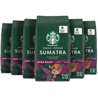 Starbucks Whole Bean Coffee, Dark Roast Coffee, Sumatra, 100% Arabica, 6 Bags (12 Oz Each)