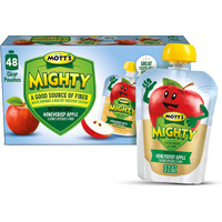 Mott's Mighty Honeycrisp Apple Applesauce, 3.2 Oz Clear Pouches, 48 Count (4 Packs Of 12), No Sugar Added, Good Source Of Fiber, Supports A Healthy Digestive System, Gluten-Free, Kosher