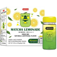Kayfood Matcha Lemonade Premium Korean Green Tea & Lemon Juice Powder Mix 0.1Oz/5G X 20 Stick Packs (3.53Oz/100G) With Gift Bottle Sugar Free Diet Macha Green Tea Ade Matchamix