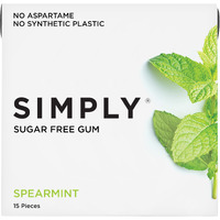 Simply Gum | Sugar Free Xylitol Chewing Gum | Spearmint | Pack Of Six (90 Pieces Total) | Synthetic Free + Sugar Free + Aspartame Free