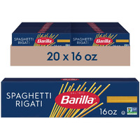 Barilla Spaghetti Rigati Pasta, 16 Oz. Box (Pack Of 20) - Non-Gmo Pasta Made With Durum Wheat Semolina - Kosher Certified Pasta