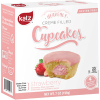 Katz Gluten Free Creme Filled Strawberry Cupcake | Dairy Free, Nut Free, Soy Free, Gluten Free | Kosher (1 Pack Of 4 Cupcakes, 7.0 Ounce)