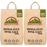 Himalayan Chef Himalayan Pink Salt, Kosher Certified Fine Grains, Non-Gmo, Seasoning Salt, 100% Pure And Vegan With 84 Trace Minerals, 5Lbs Each (Pack Of 2)