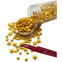 Se Si&Moos Gold Star Sprinkles | Edible Stars For Cake Decorating | Edible Gold Stars | Gold Sprinkles | Star Cupcake Toppers Edible | Large And Small Edible Stars 3 Oz With Tweezers