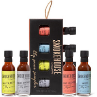 Smokehouse By Thoughtfully, Gourmet Bbq Sauce Sampler Set, Vegan And Vegetarian, Flavors Include Honey Chipotle, Smoky Bourbon, Sweet And Spicy, And Bacon Bbq Sauce, Pack Of 4