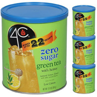 4C Light Powdered Drink Mix Cannisters, Zero Sugar Green Tea 3 Pack, 22 Quarts, Family Sized Cannister, Low Calorie, Thirst Quenching Flavors